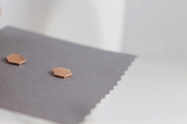 Hexagon Stud Earrings Solid Hex Shape Single Earring,Hexagon Shaped Minimalist Studs,Geometric Earrings,Copper Hexagon Jewelry,Dainty Stud