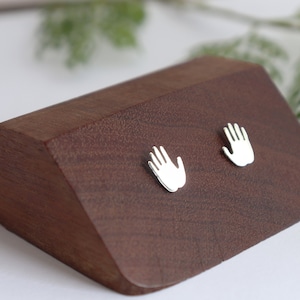 Quirky Palm Studs • Sterling Silver • Handmade • Hand and Palm Earrings • Silver Post Earrings • Sign Language Gift