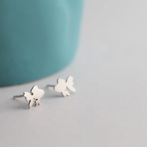 Sterling Silver Goldfish Stud Earrings Handcrafted Pet Fish Gift Jewelry Gift for Her Goldfish Earrings Gold Fish Animal Jewelry image 3