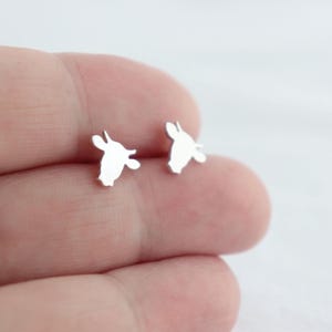 Cow Skull Stud Earrings • Handmade from Sterling Silver • Cow Head Silhouette Earrings • Cowgirl Gift • Handcrafted in Australia