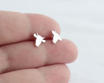 Sterling Silver Cow Skull Stud Earrings: Cowgirl Jewelry