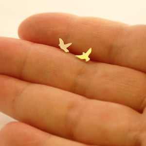 Silver Mismatched Tiny Flying Bird Studs • Sterling Silver • Flying Bird Post Earrings • Mismatched Pair Studs • Flying Bird Jewelry