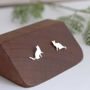 Mismatch Silver Cat Studs • Sterling Silver • Cat Earrings • Cat Lover Gift • Handmade • Cat Silhouette Shape Jewelry
