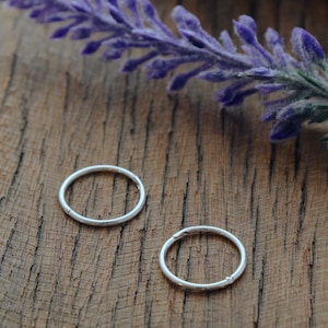 Sterling Silver Sleeper Hoops • Hinged Hoops • Small Silver Hoops • 13mm Hoop Diameter • Endless Hoops