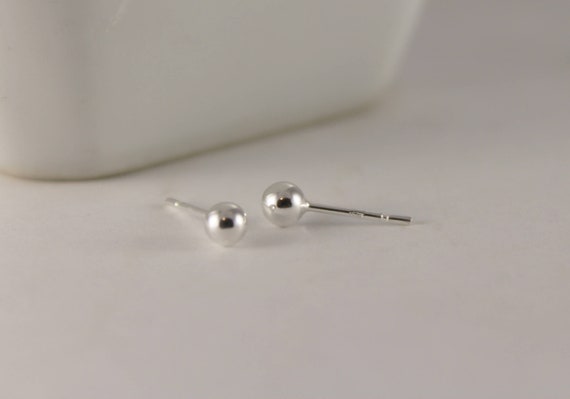 Enfant Boucles d/'oreilles Boule 2mm ARGENT 925 Neuves