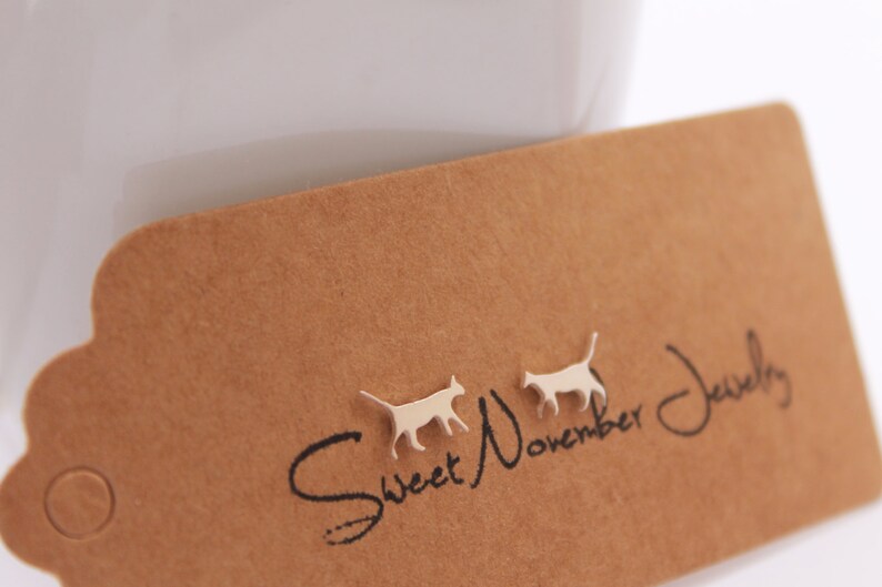 Cat Stud Earrings Walking Cat Studs Sterling Silver Cat image 5