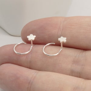 Tiny Flower Backless Earrings • Super Comfy • No Poke Studs • Sterling Silver • Hand Crafted • Floral Minimalist 4mm Flower