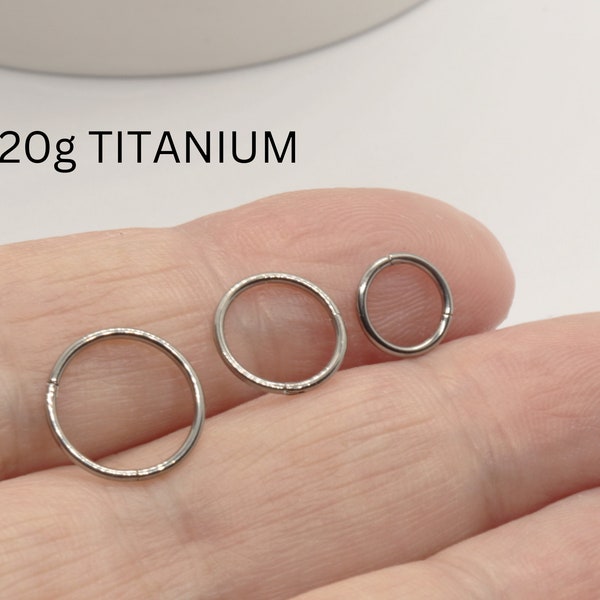 Titanium Hinged Hoop • 20g 6mm 8mm 10mm • Hypoallergenic Endless Hoop • Nose Ring Cartilage Hoop Earrings