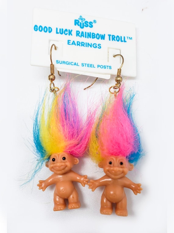 Vintage Russ Troll Jewelry - Good Luck Rainbow Tro
