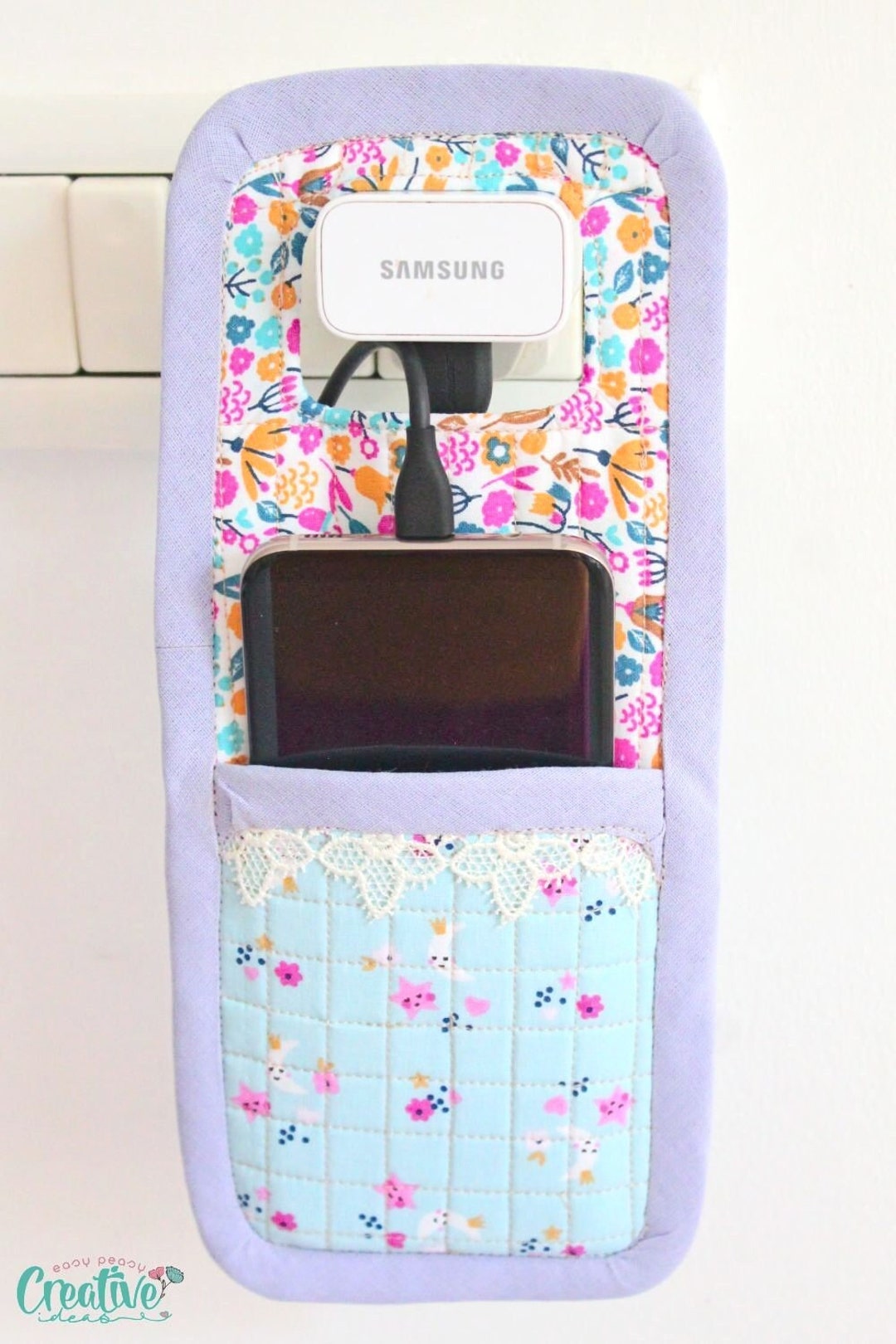 Quilted Phone Charger Holder Pattern, Phone Charger Holder, Mobile
