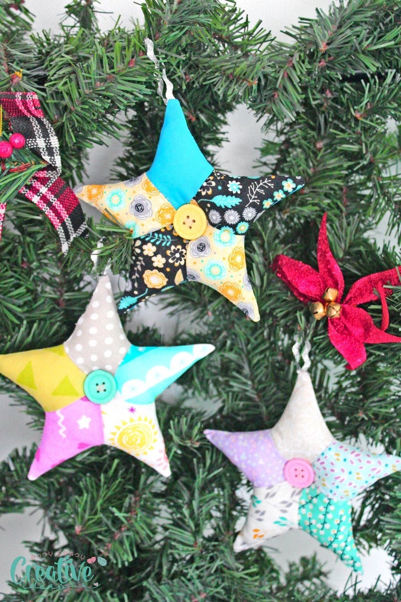 Patchwork Star Ornaments Sewing Pattern, Patchwork Stars, Star