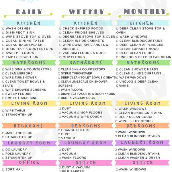 Printable cleaning schedule, cleaning schedule printable, house cleaning schedule, cleaning calendar, cleaning checklist, printable cleaning