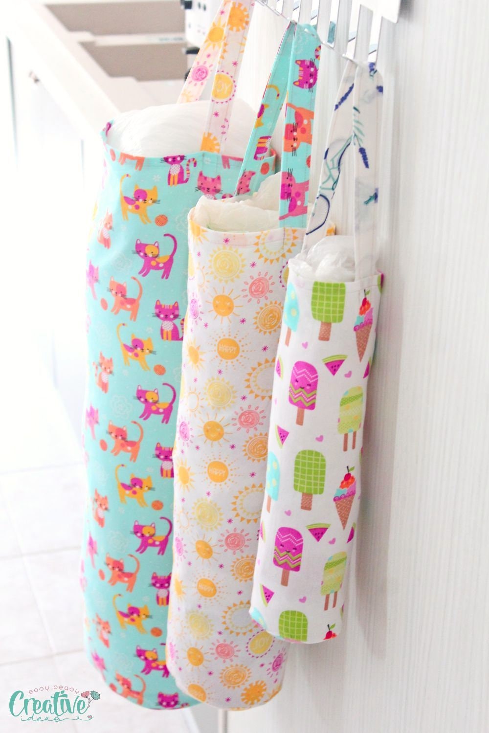 Plastic Bag Holder Tutorial, How to Sew a Plastic Bag Holder, Plastic