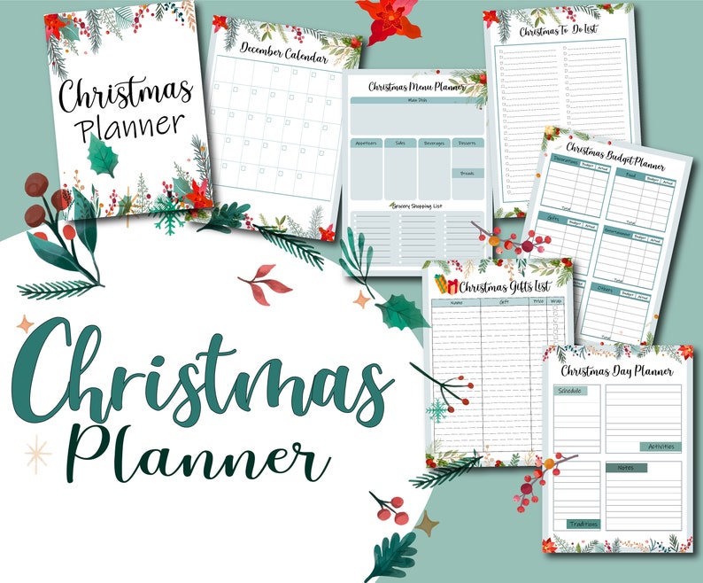 Printable Christmas Planner, Christmas planner, Christmas dinner planner, Christmas organizer, Christmas party planner image 1