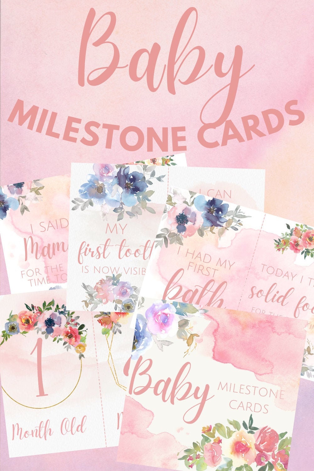 Baby Girl Milestone Cards Printables, Baby Milestone Cards, Printable ...