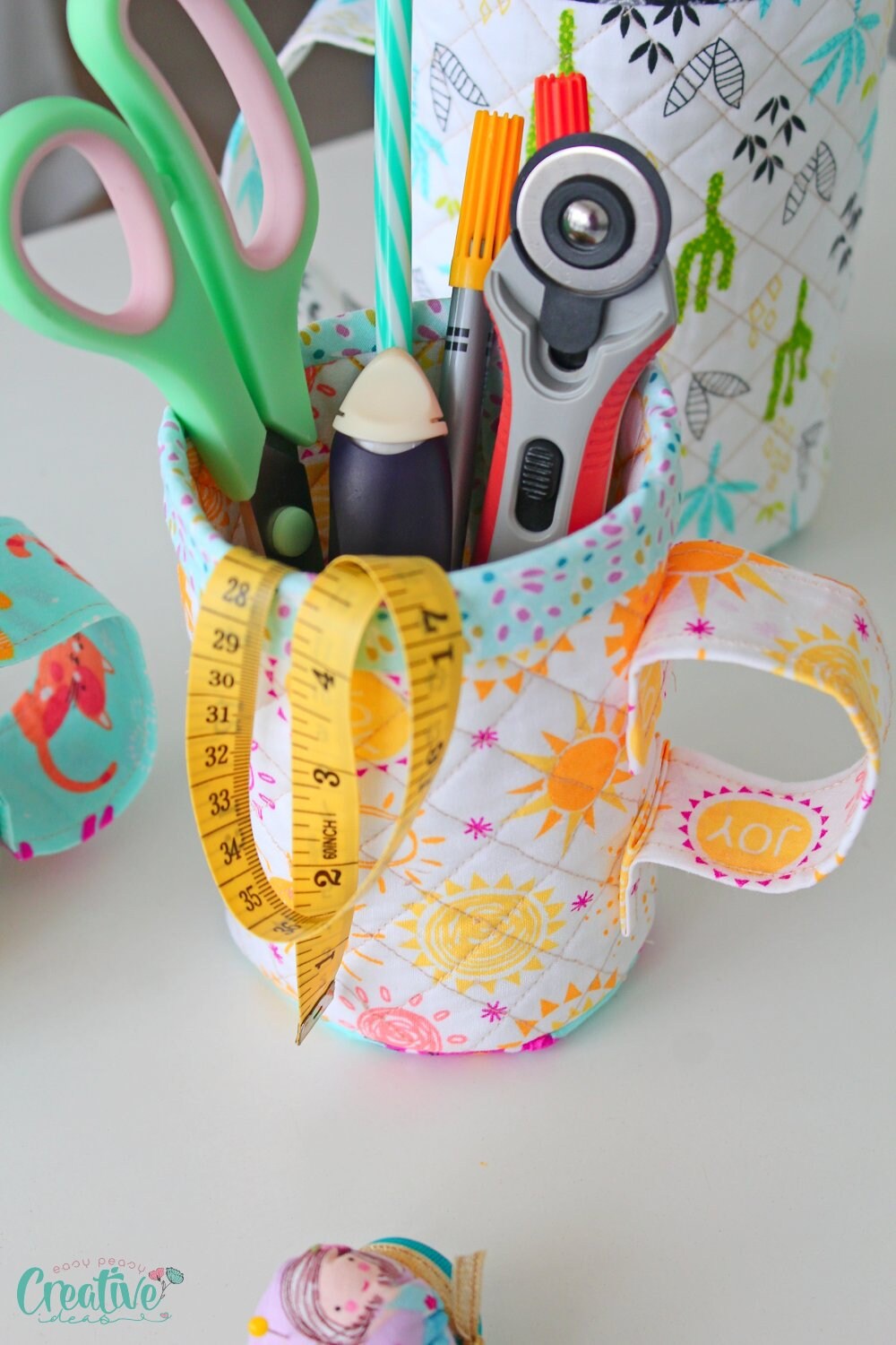 Quilted Mugs Tutorial, Fabric Containers Tutorial, Quilted Cups