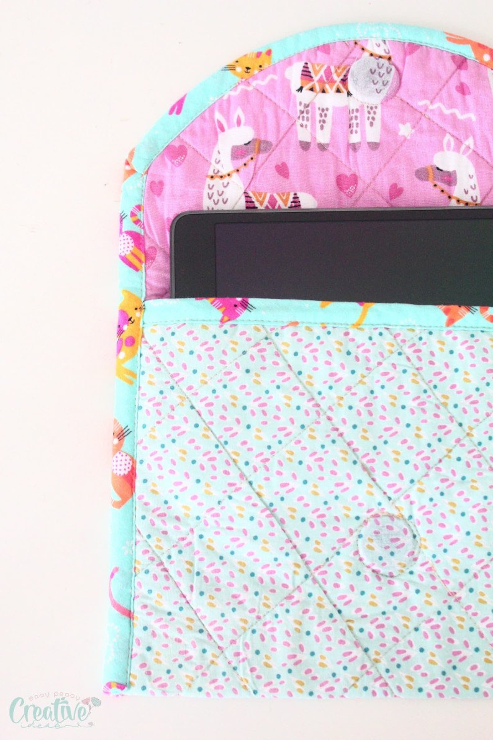 Quilted Table Case Sewing Pattern, DIY Tablet Case, How to Make a Tablet Cover, Tablet Case