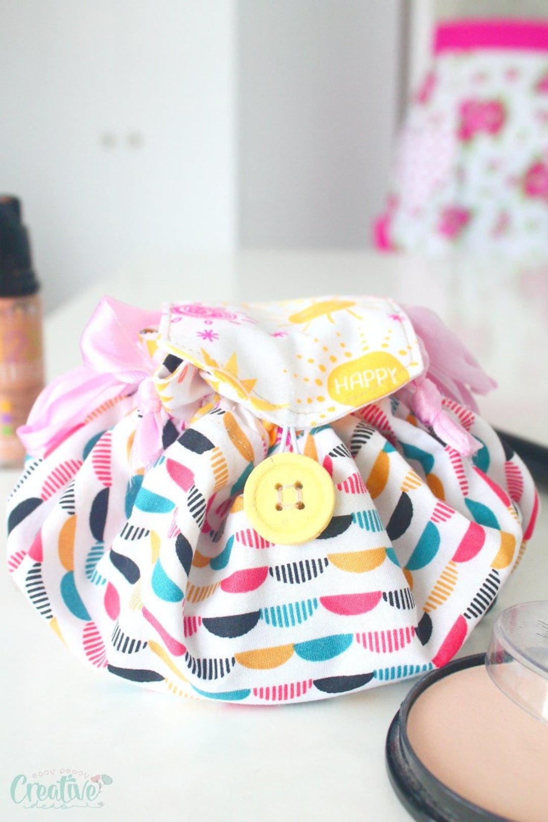 Makeup Bag Sewing Pattern, Mini Makeup Bag Sewing Pattern, Drawstring