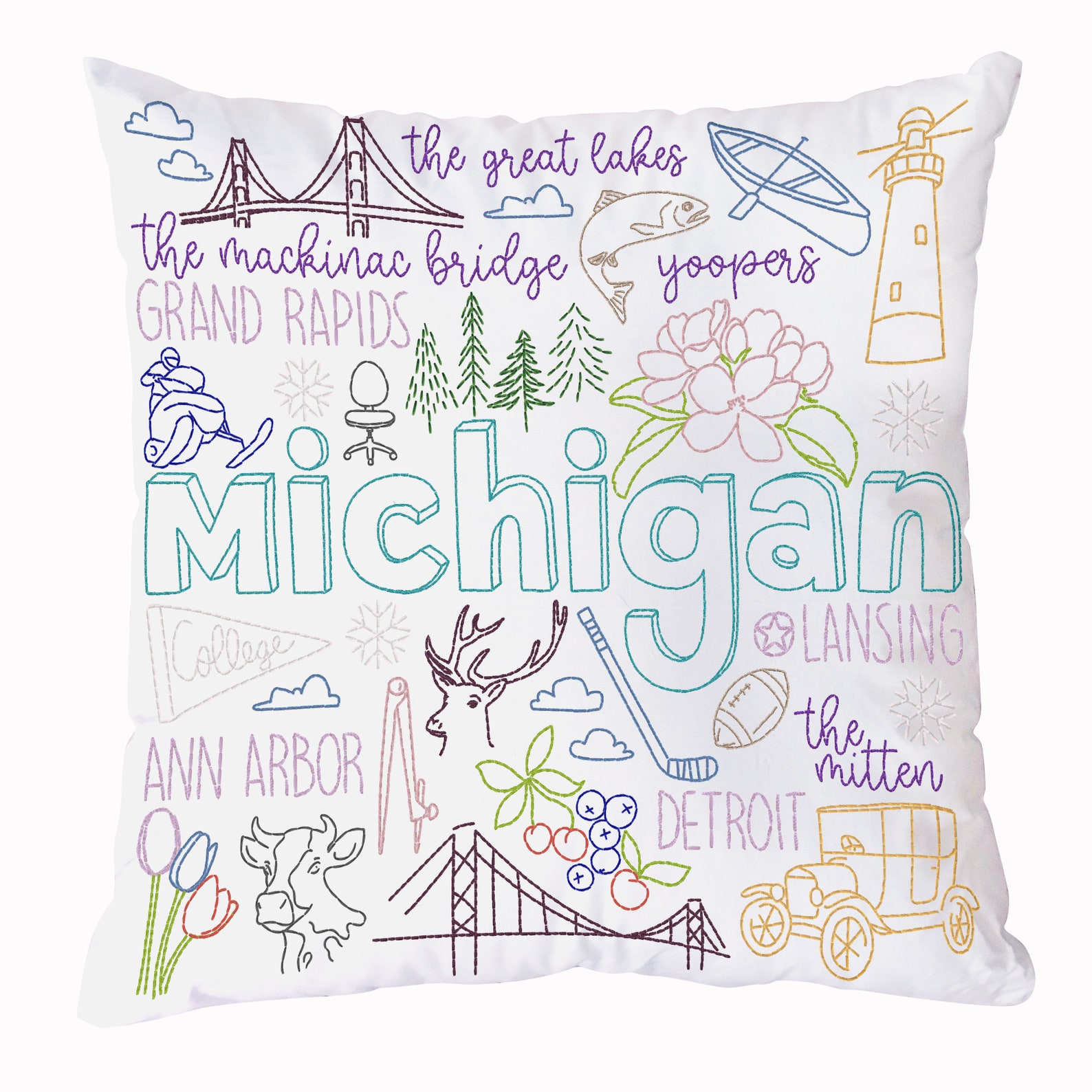 Michigan State Pillow Embroidery Kit for Beginners Etsy