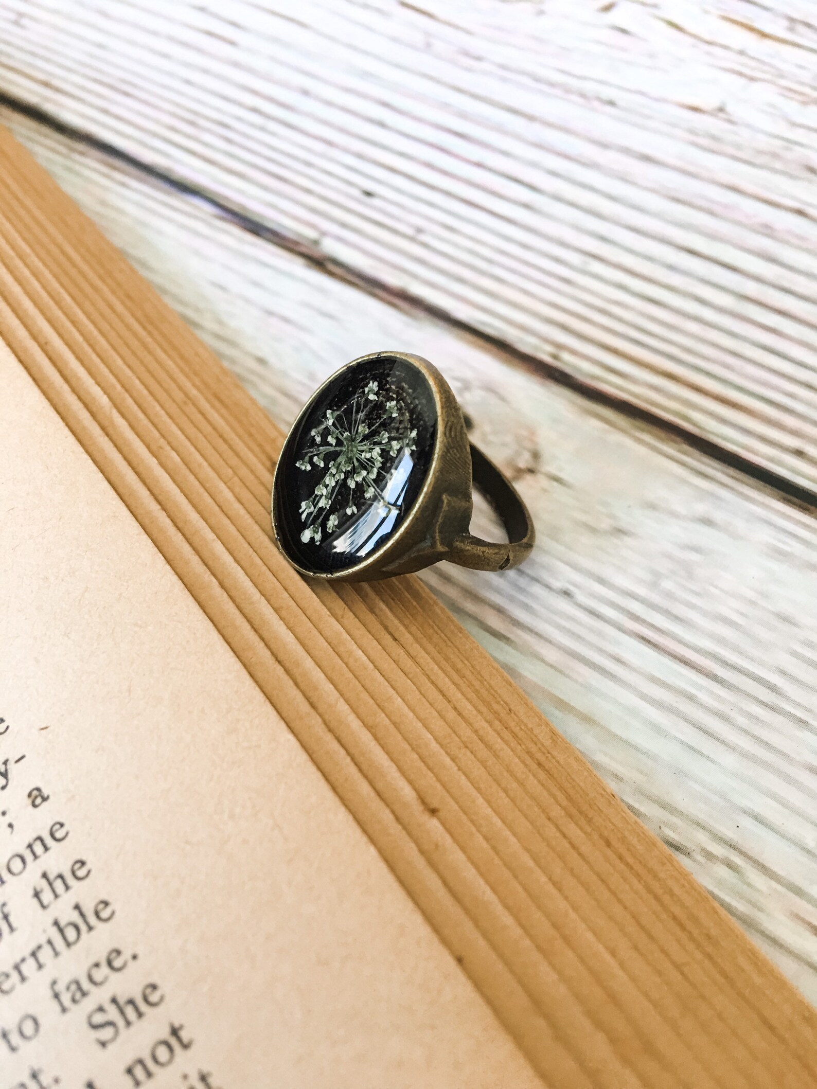 Pressed Flower Ring Pressed Flower Jewelry Dried Flower Etsy