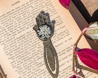 Pressed Flower Bookmark, Real Dried Flower Bookmark, real Queen Annes Lace, white flower bookmark, vintage bookmark, victorian bookmark