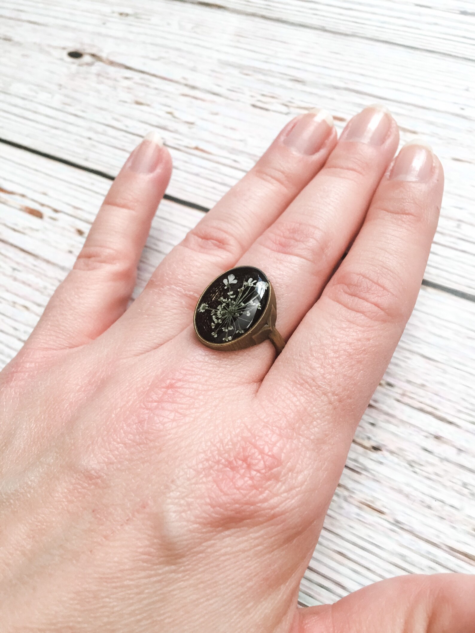 Pressed Flower Ring Pressed Flower Jewelry Dried Flower Etsy