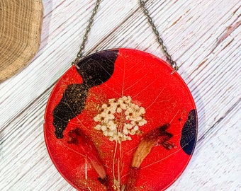 Pressed Flower Resin Wall Hanging, Botanicals Home Decor