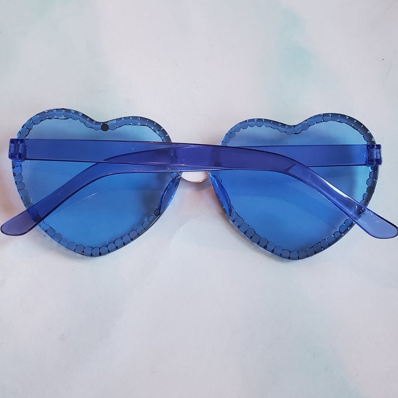 Blue Heart Sunglasses Studded with Eye Etsy