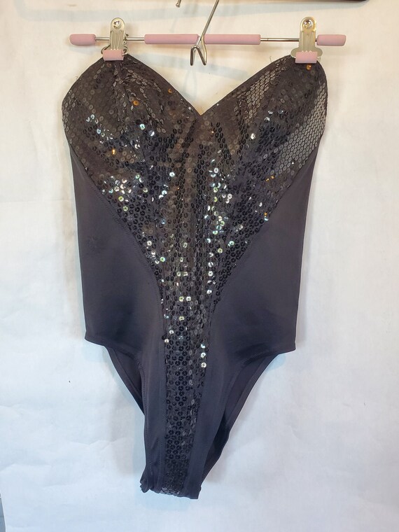 La Perla Vintage Sequin Bodysuit Bustier Strapless