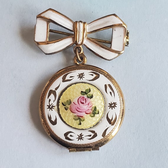 Vintage Guilloche Locket Pin