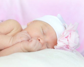 baby girl hospital hat, newborn hospital hat with bow, baby girl hat, newborn girl hat, baby girl beanie