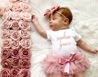 Baby Girl Outfit with Name, Tutu Outfit Personalized