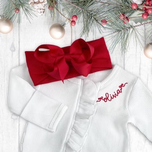 Baby girl First Christmas outfit, baby girl coming home outfit, baby girl romper