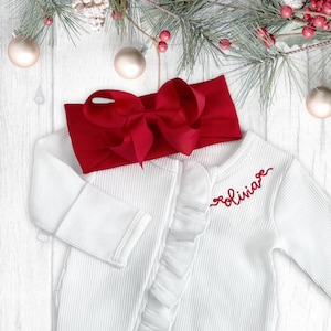 Baby girl Christmas outfit, baby girl coming home outfit, baby girl romper