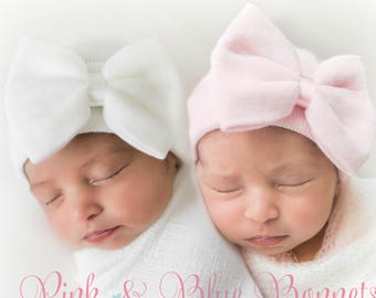 Pink Baby girl Clothes Infant girl clothes Preemie Baby hospital Hat Newborn Preemie hat with bow Baby Girl Outfit Preemie Infant