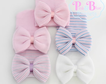 Baby hospital hat baby accesories newborn hat, newborn girl hat, newborn hospital hat, hospital bow hat, hospital cap, baby beenie, girl hat
