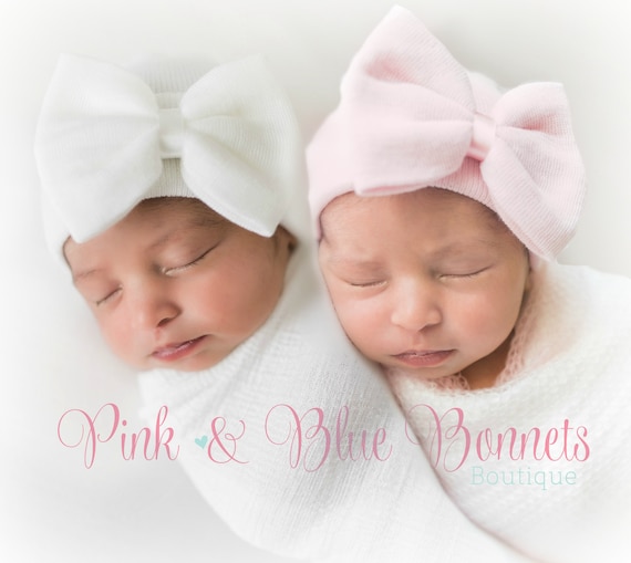 Bonnet de naissance / bonnet bébé / bonnet d'hôpital blanc avec