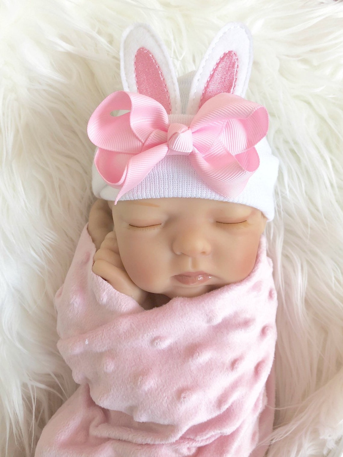 Baby Girl Easter Hat Newborn Bunny Hat Photo Prop Etsy