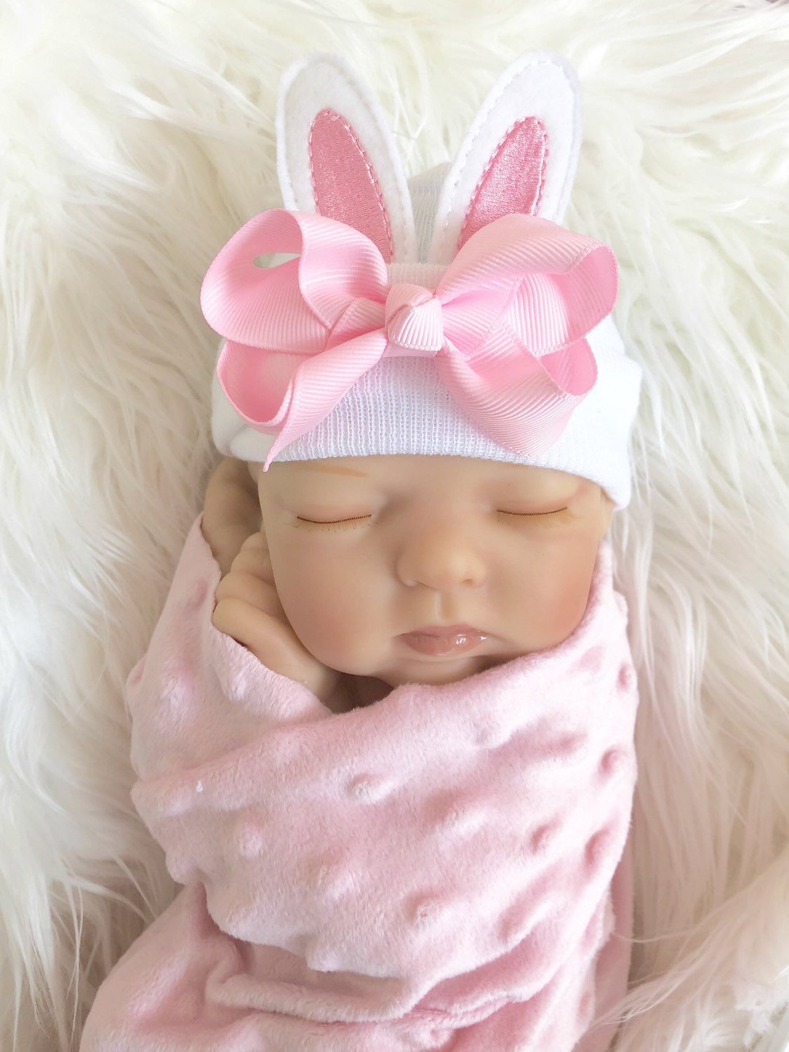 Baby Girl Easter Hat Newborn Bunny Hat Photo Prop Etsy