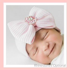 Newborn hospital hat, girls hospital hat, newborn hospital hat, newborn hospital hat with bow, baby hat image 5