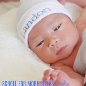 Newborn BOY Hospital Hat Boy Newborn BOY Hospital Hat BOY Newborn Hospital Beanie It's a Boy Blue Newborn Hat Blue Striped Newborn Hat afbeelding 2