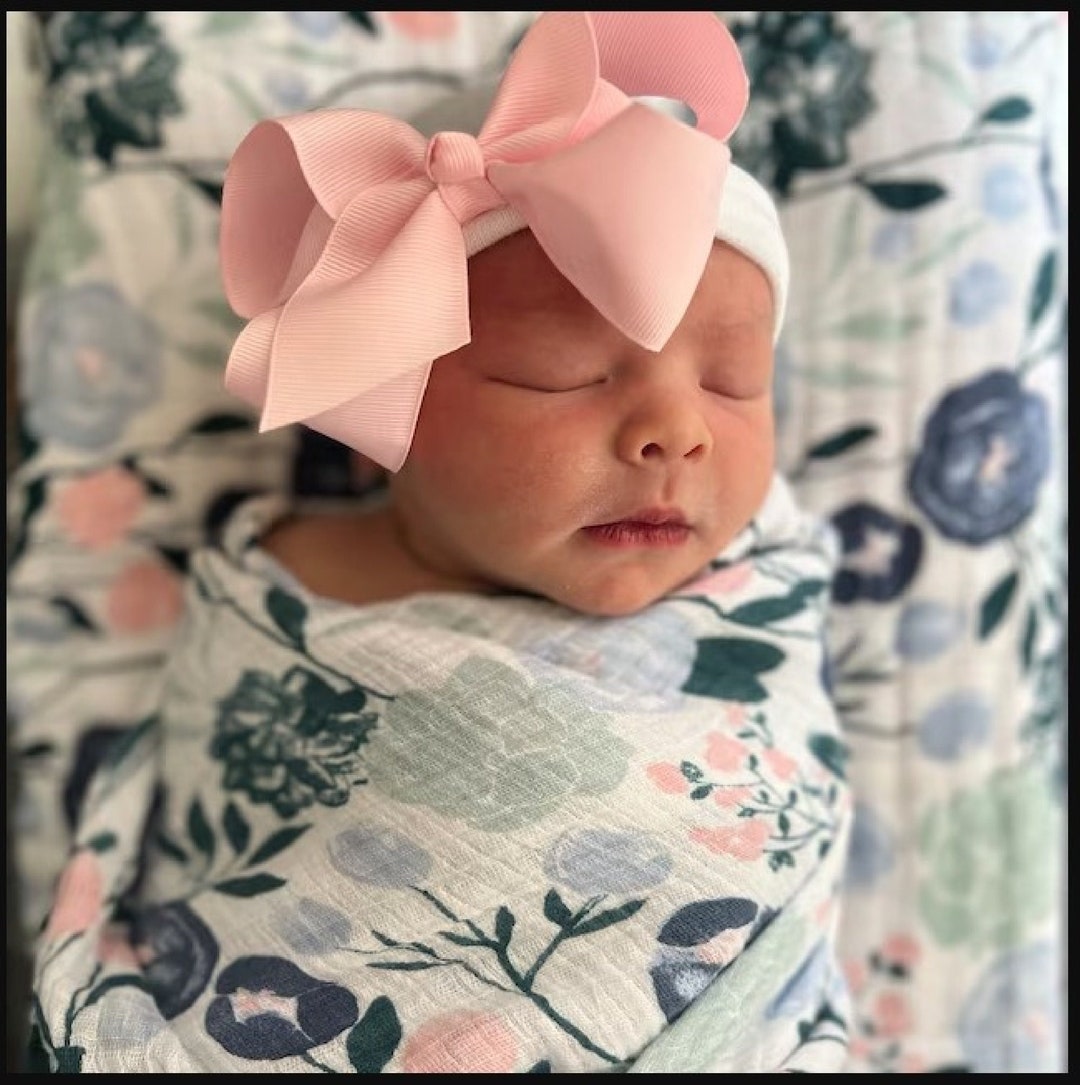 Baby Hospital Hat With Bow, Newborn Hat With Bow, Newborn Hospital Hat