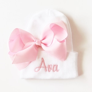 Personalized newborn hat, baby name hat, personalized baby girl hat, monogrammed baby girl  hospital hat, baby girl embroidered hat