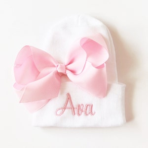 Personalized baby girl clothes, newborn hat with name, monogrammed baby girl gift