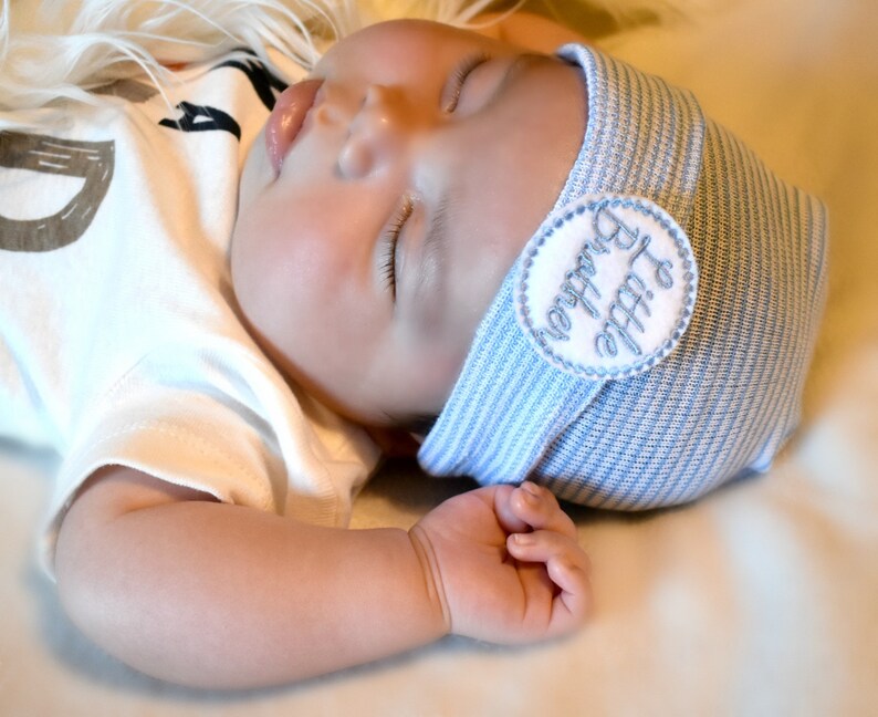 Newborn BOY Hospital Hat Boy Newborn BOY Hospital Hat BOY Newborn Hospital Beanie It's a Boy Blue Newborn Hat Blue Striped Newborn Hat afbeelding 4