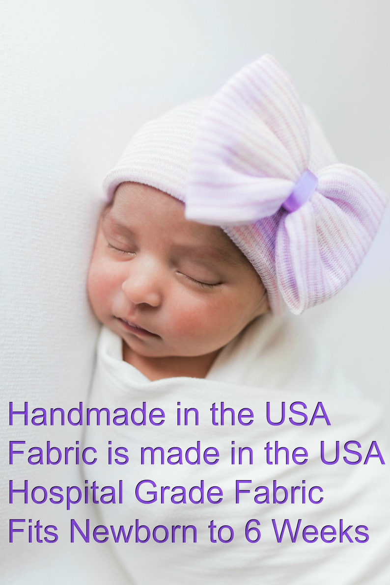 PINK Newborn girl Hospital Hat with bow and bow Baby Girl Newborn Hospital Hat Beanie with Big Pink Bow Hat with Baby Bow