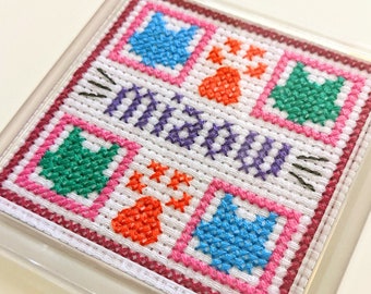 Miaow Cross Stitch Coaster