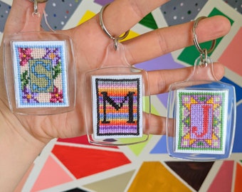 Personalised Cross Stitch Keyrings