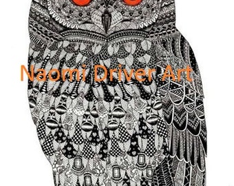 Patterned Owl A4 Print