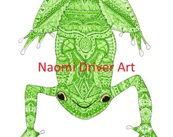 A4 Intricate Patterned Frog Print